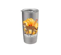 Cute Tilcayo New Cat on the Block Ocelot Tropical Hibiscus Stainless Steel Insulated Tumbler