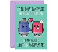 Cute Tin Anniversary Card for Brother & Sister In Law, 10 Years Together