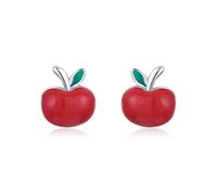 Cute Tiny Apple Earrings for Women Sweet Fruit Small Cartilage Stud Earring Dainty Statement Tragus Post Hypoallergenic Jewelry Back to School for Teacher Christmas Eve Xmas Festival Party Accessories