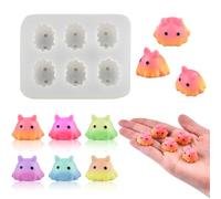 Cute Tiny Dumbo Octopus Resin Silicone Mold Micro Dollhouse Marine Animal Epoxy Casting Mold for DIY Resin Art Fairy Garden Miniatures Landscape Crafts Decor(6-Cavity)