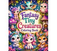 Cute Tiny Fantasy Creatures Coloring Book: Adorable Magical Animals, Fairies, Dragons, Unicorns, Pixies & Woodland Friends , Simple and Relaxing Coloring Pages