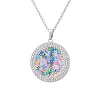 Cute Tiny Pastel Abstract Floral Women's Necklaces Round Long Alloy Pendant Necklace Minimalist Tiny Jewelry Gift Silver-style