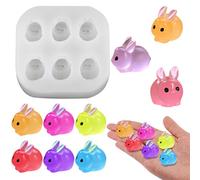 Cute Tiny Rabbit Resin Silicone Mold Micro Dollhouse Animal Epoxy Casting Mold for DIY Resin Art Fairy Garden Miniatures Landscape Crafts Decor(6-Cavity)