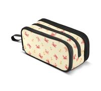 Cute Tiny Red Crabs Pencil Case Big Capacity Pencil Pouch with Zipper Compartments Stationery Pencil Bag for Kids Teen School