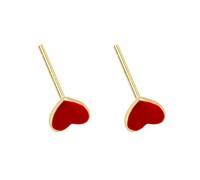 Cute Tiny Red Pink Enamel Heart Small Stud Earrings for Women Dainty Minimalist Love Mini Little Cartilage Tragus Studs Hypoallergenic for Sensitive Ear Fashion 4mm