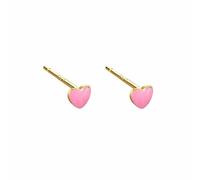 Cute Tiny Red Pink Enamel Heart Small Stud Earrings for Women Dainty Minimalist Love Mini Little Cartilage Tragus Studs Hypoallergenic for Sensitive Ear Fashion 4mm