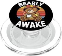 Cute Tired Bear Firefighter Fire Service Dept Worker PopSockets PopGrip for MagSafe