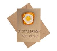 Cute Toast Birthday Card, Crochet A Little Birthday Toast to You Birthday Greeting Card with Envelope,Knitted Birthday Card for Daughter Son Sister Brother Granddaughter Friend Bestie Colleage