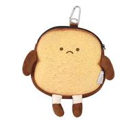 Cute Toast Purse | Adorable Purse in Toast Bread Design | Plush Zip Change Bag and Pendant | Adorable Small Purse for Women and Girls, Perfect for Coins and S, multicoloured, burnt toast, See