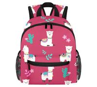 Cute Toddler Backpack - Alpaca Red Llama Modern Kids Bag for Preschool, School, Girls, and Little Kids