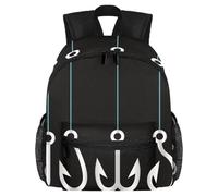 Cute Toddler Backpack - Black and White Fish Hook Pattern Modern Kids Bag for Preschool, School, Girls, and Little Kids