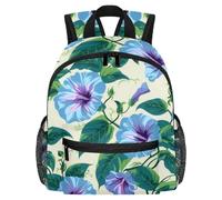 Cute Toddler Backpack - Blue Morning Glory Blossoms Pattern Modern Kids Bag for Preschool, School, Girls, and Little Kids