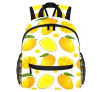 Cute Toddler Backpack - Cartoon Mango Yellow Fruit Pattern Modern Kids Bag for Preschool, School, Girls, and Little Kids
