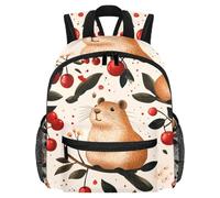 Cute Toddler Backpack - Cute Capybaras Cherries Pattern Modern Kids Bag for Preschool, School, Girls, and Little Kids