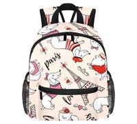 Cute Toddler Backpack - Cute Cartoon Dachshund Eiffel Tower Modern Kids Bag for Preschool, School, Girls, and Little Kids
