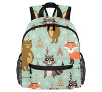 Cute Toddler Backpack - Ethnic Arrow Forest Animal Raccon Fox Modern Kids Bag for Preschool, School, Girls, and Little Kids