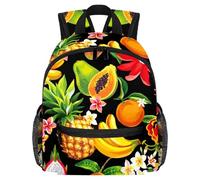 Cute Toddler Backpack - Fruit Pineapple Dragon Papaya Banana Black Modern Kids Bag for Preschool, School, Girls, and Little Kids