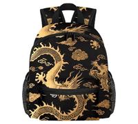 Cute Toddler Backpack - Golden Chinese Dragon Pattern Modern Kids Bag for Preschool, School, Girls, and Little Kids