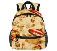 Cute Toddler Backpack - Hot Air Balloon Plane Retro Development Modern Kids Bag for Preschool, School, Girls, and Little Kids