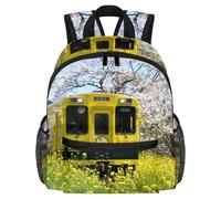 Cute Toddler Backpack - Japan Train Spring Flowers Modern Kids Bag for Preschool, School, Girls, and Little Kids