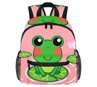 Cute Toddler Backpack - Lovely Frog on the Lotus Leaf Modern Kids Bag for Preschool, School, Girls, and Little Kids