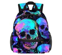 Cute Toddler Backpack - Neon Robot Skeleton Modern Kids Bag for Preschool, School, Girls, and Little Kids