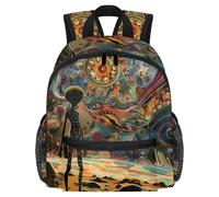 Cute Toddler Backpack - Outer Space Alien Color Floral Modern Kids Bag for Preschool, School, Girls, and Little Kids