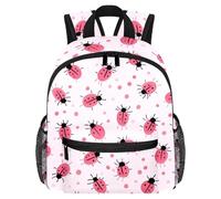 Cute Toddler Backpack - Pink Dots Ladybugs Pattern Modern Kids Bag for Preschool, School, Girls, and Little Kids
