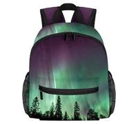 Cute Toddler Backpack - Polar Lights over Dark Trees Modern Kids Bag for Preschool, School, Girls, and Little Kids