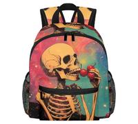 Cute Toddler Backpack - Skeleton Cherries Colorful Galaxy Modern Kids Bag for Preschool, School, Girls, and Little Kids