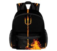 Cute Toddler Backpack - Trident Burning Fire Fork Abstract Modern Kids Bag for Preschool, School, Girls, and Little Kids