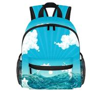 Cute Toddler Backpack - Waves White Clouds Modern Kids Bag for Preschool, School, Girls, and Little Kids