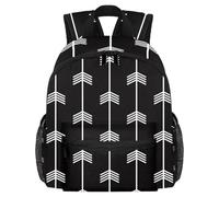 Cute Toddler Backpack - White Arrow Pattern Black Background Modern Kids Bag for Preschool, School, Girls, and Little Kids