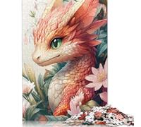 Cute Toddler Dragon Paper Jigsaw Puzzles 1000 Pieces Jigsaw Creative Rectangular Large Family Puzzle Game Artwork for Adults Teens 1000pcs (38x26cm)