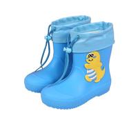 Cute Toddler Wellies with Adjustable Drawstring Cuff Adorable Cartoon Print Non-Slip Waterproof Design for Outdoor Play, Muddy Puddles & Rainy Days Sky Blue