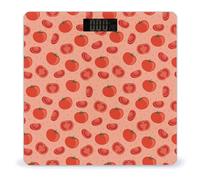 Cute Tomato Digital Scales for Body Weight - Bright LCD Display Digital Weight Scales Bathroom with Automatic Power On/Off - Sturdy Tempered Glass Surface