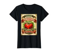 Cute Tomato Grower Gardening Vintage Seed Packet Funny Value Graphic T-Shirt, Women, Black, M