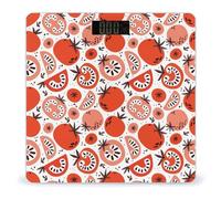 Cute Tomato Interesting Digital Scales for Body Weight - Bright LCD Display Digital Weight Scales Bathroom with Automatic Power On/Off - Sturdy Tempered Glass Surface
