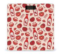 Cute Tomato Ketchup Digital Scales for Body Weight - Bright LCD Display Digital Weight Scales Bathroom with Automatic Power On/Off - Sturdy Tempered Glass Surface