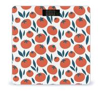 Cute Tomato Painting Digital Scales for Body Weight - Bright LCD Display Digital Weight Scales Bathroom with Automatic Power On/Off - Sturdy Tempered Glass Surface