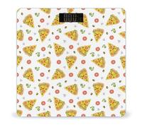 Cute Tomato Pizza Digital Scales for Body Weight - Bright LCD Display Digital Weight Scales Bathroom with Automatic Power On/Off - Sturdy Tempered Glass Surface