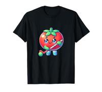 Cute Tomato Playing Field Hockey Cartoon T-Shirt