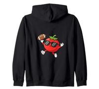 Cute Tomato Playing Football Funny Game Day Team Fan Zip Hoodie