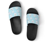 Cute Tooth Pattern Unisex Home Slippers Open Toe Slide Sandals PVC Shower Shoes for House Hotel