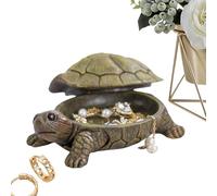 Cute Tortoise Case, Animal Trinket Organizer Box, Resin Holder with Compact Feature, Jewelry Storage Container for Accessories, Ring Display with Elegant Design, Home Accent for Shelf and Table