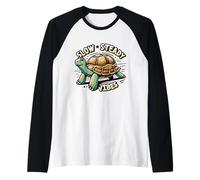 Cute Tortoise Slow and Steady Vibes Wins The Race Raglan Baseball Tee