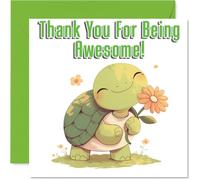 Cute Tortoise Thank You Card for Girls Boys - Awesome Animals - Thankyou Cards for Nephew Daughter Grandson Sister, 145mm Thank You So Much Appreciation Greeting Cards