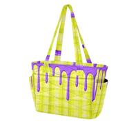 Cute Tote Bag for Women Everyday Shoulder Bag for Beach with Cup Holder Lemon Buffalo Violet