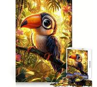 Cute Toucan in Jungle Jigsaws 1000 Pieces for Adults Sharp Brain Perfect Connection Family Bond Art Work (38x26cm)