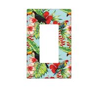 Cute Toucan Parrot Flowers Leaves Wall Plate Covers, 1- Gang Wall Plates Mid-Size 5.0" x 3.0", Decorative Light Switch Cover Plate Outlet Covers, Polycarbonate Thermoplastic